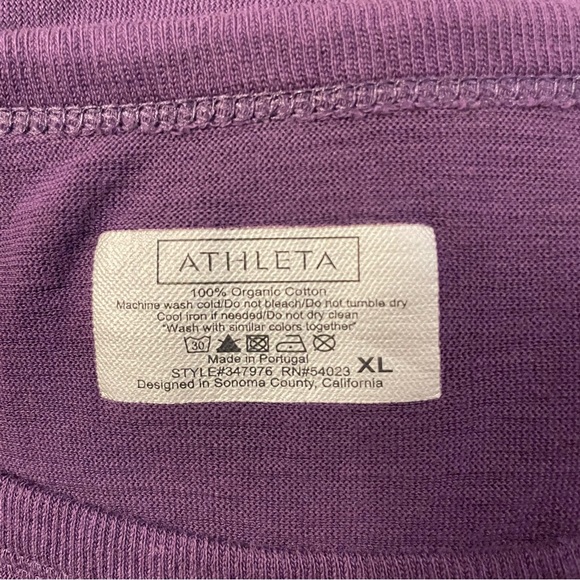 Athleta Plum Purple Cap Short Sleeve Longer Length Organic Cotton T-shirt, Sz XL - Picture 5 of 5